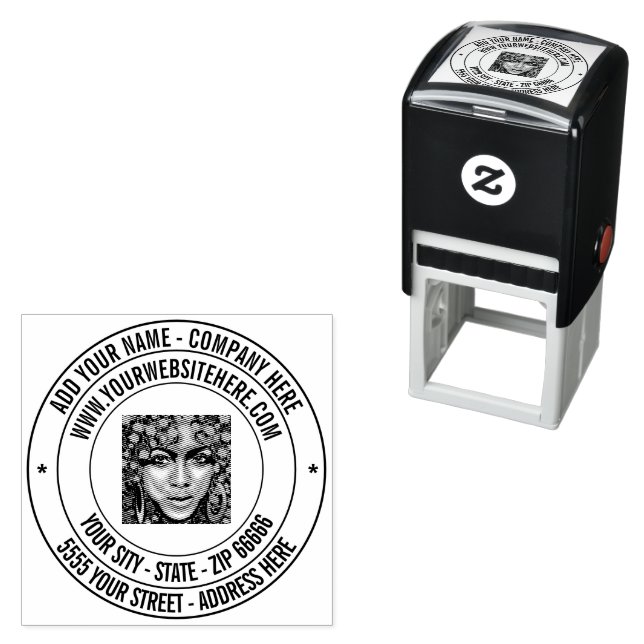 Your Photo Custom Text Address Self-inking Stamp (In Situ)