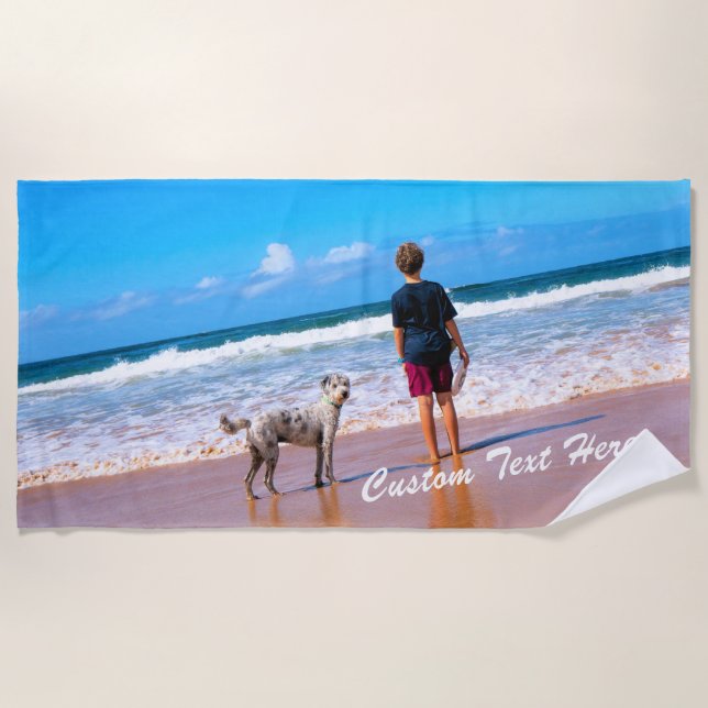Your Photo Custom Text Beach Towel Personalised (Front)