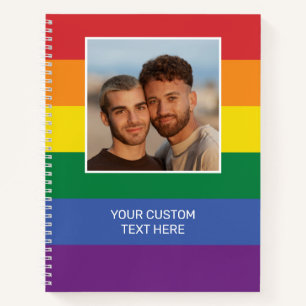 YOUR Photo & Custom Text Rainbow Flag Notebook