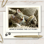 Your Photo Cute Kitten New Address Postcard<br><div class="desc">Postcard featuring your own photo (optional) on a gold stylised minimalist design. On the back are cute cat paw prints. Beautiful to announce a new address for cat lovers.</div>