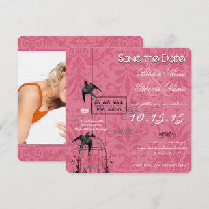 Your Photo Damask Bird Cage Wedding Save the Date Invitation