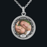 Your Photo Damask Wedding Anniversary Necklace<br><div class="desc">Keepsake Necklaces Choose either Silver Plated or Sterling Silver</div>