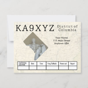 Your Photo District of Columbia Cutout Custom QSL  Postcard