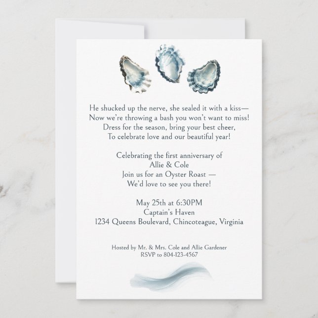 Your Photo Elegant Oyster Roast 1st Anniversary Invitation (Front)