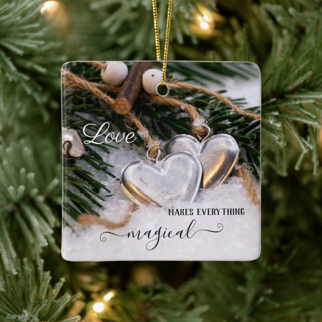 Your Photo First Christmas Together Ceramic Ornament (Tree)