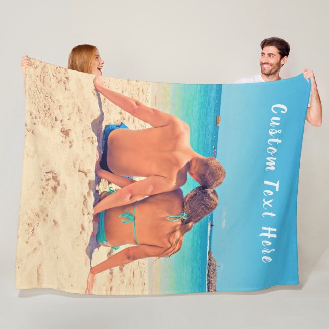 Your Photo Fleece Blanket with Custom Text Name (In Situ)