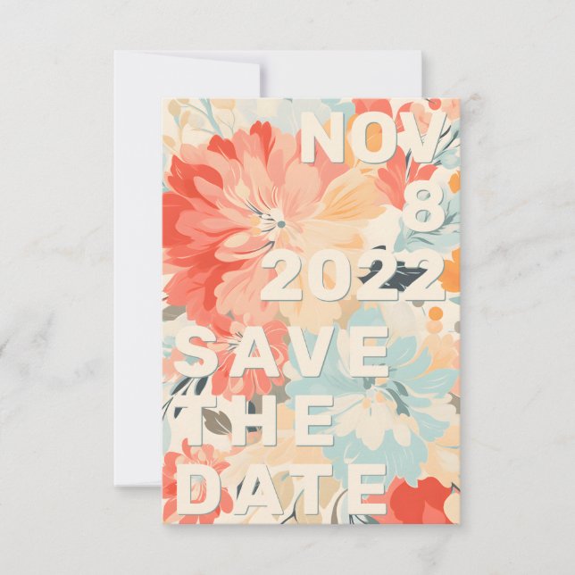 Your photo flowery bold modern save the date card (Front)