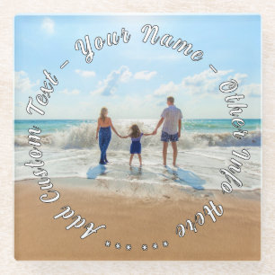Your Photo Glass Coaster Gift with Custom Text