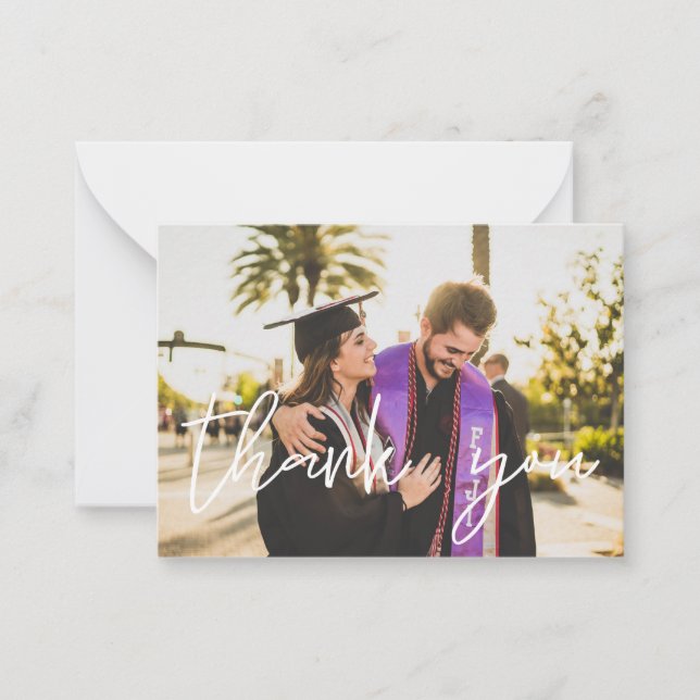 Your Photo Graduation Hat Thank You - Chalkboard Card (Front)