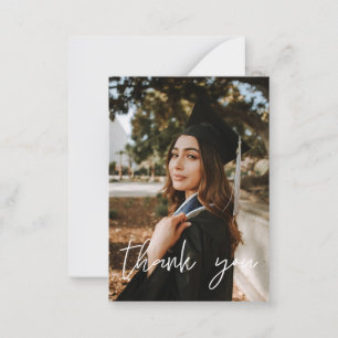 Your Photo Graduation Hat Thank You - Chalkboard V Card