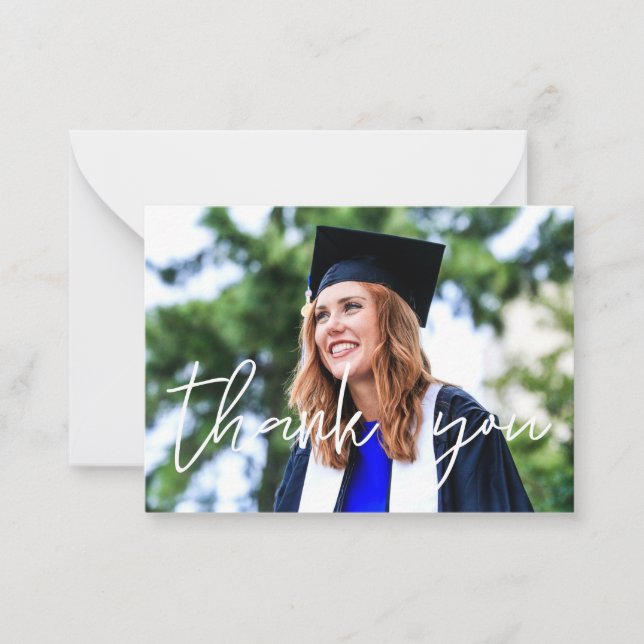 Your Photo Graduation Hat Thank You - White Card (Front)