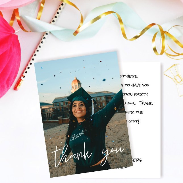 Your Photo Graduation Hat Thank You White V2 Card (Creator Uploaded)