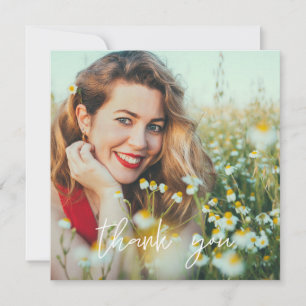 Your Photo Graduation Hat Thank You WhiteV2 Square Card