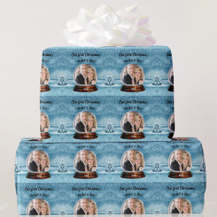 Your PHOTO & GREETING Snow Globe Wrapping Paper