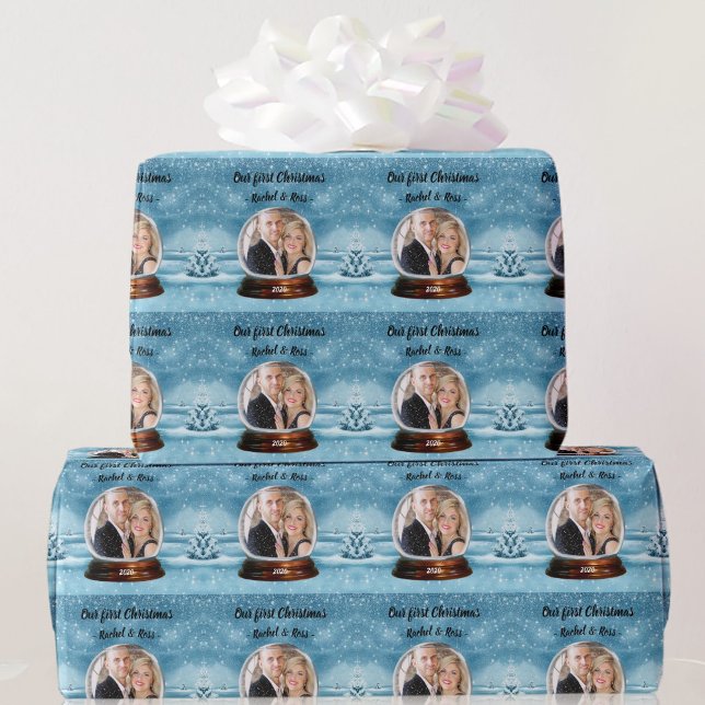 Your PHOTO & GREETING Snow Globe Wrapping Paper (Creator Uploaded)