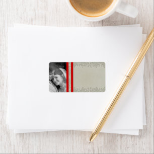 Your Photo Grey Red Stars Address Labels