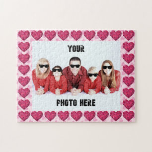 Your Photo Here Framed Hearts Jigsaw Puzzle