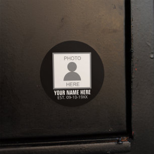 Your Photo Here Name and Age Classic Round Sticker