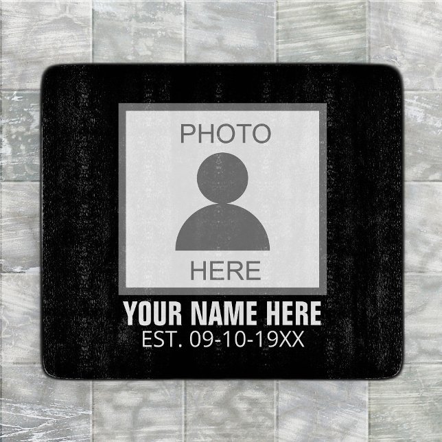 Your Photo Here Name and Age Cutting Board (Creator Uploaded)