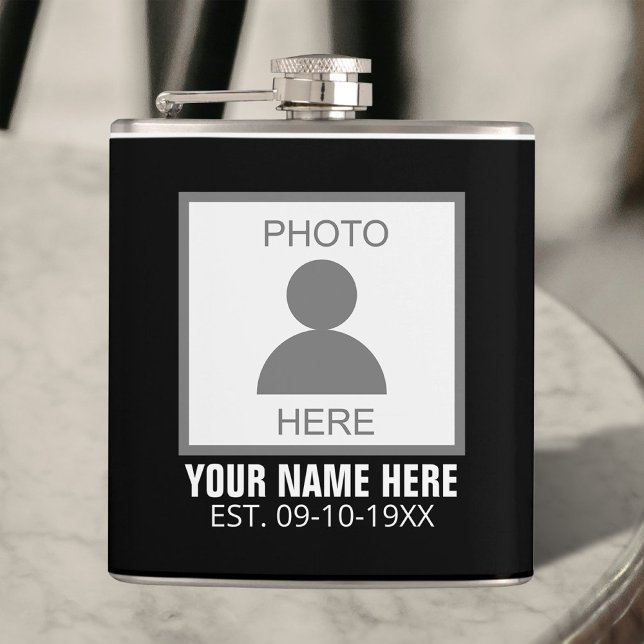 Your Photo Here Name and Age Hip Flask (Creator Uploaded)