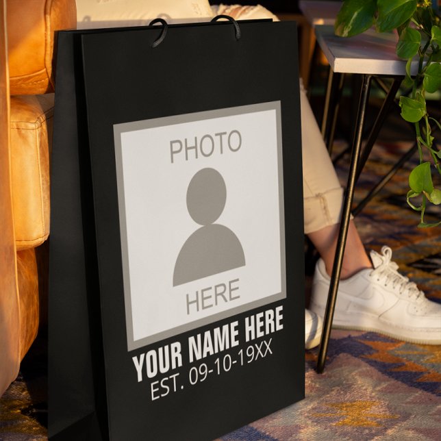 Your Photo Here Name and Age Medium Gift Bag (Creator Uploaded)