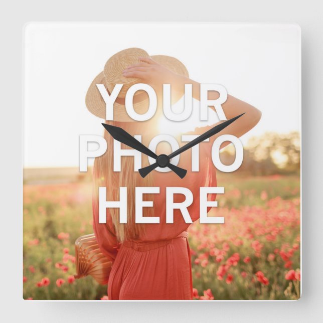 Your Photo Here Square Wall Clock (Front)