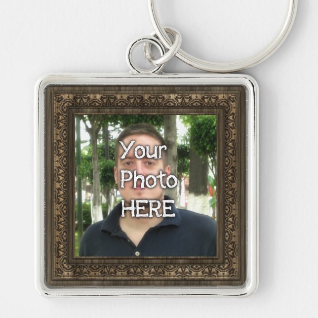 Your Photo Here Wood(Print) Frame Key Ring (Front)