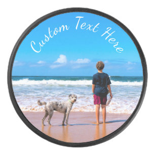 Your Photo Hockey Puck Gift with Custom Text Name
