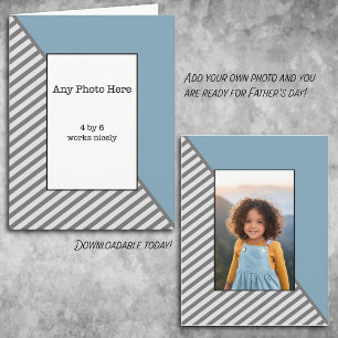 Your photo in a Blue and  Gray Father's Day  Card