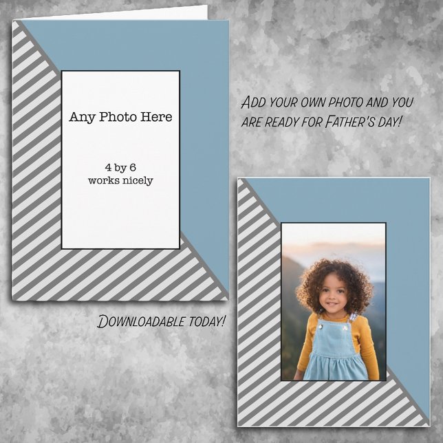 Your photo in a Blue and  Grey Father's Day  Card (Creator Uploaded)