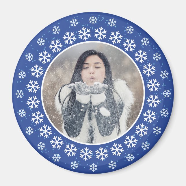 YOUR PHOTO in a Snowflake Frame magnet (Front)