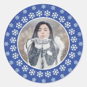 YOUR PHOTO in a Snowflake Frame stickers