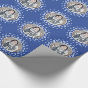 YOUR PHOTO in a Snowflake Frame wrapping paper