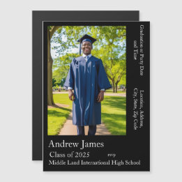 Your photo in  black  - class of 2025 magnetic invitation