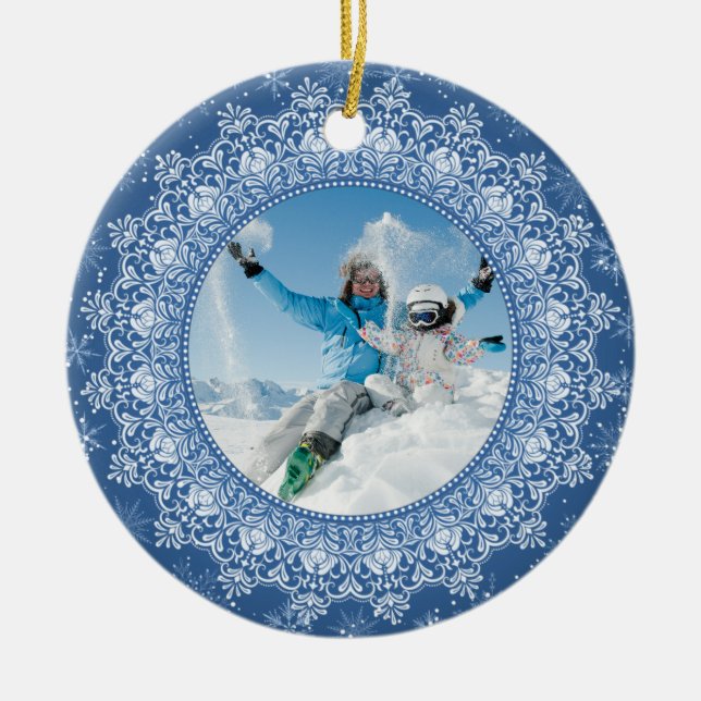 YOUR photo in Elegant Frame custom ornaments (Front)