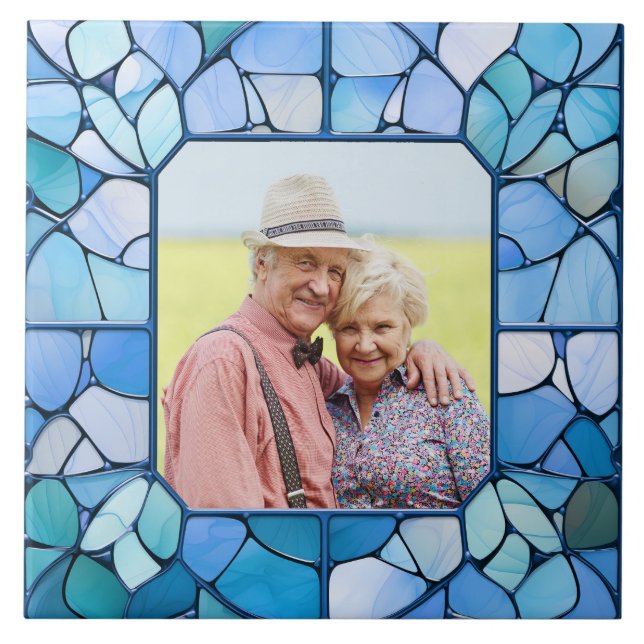 YOUR Photo in Faux Stainless Glass Frame Tile (Front)