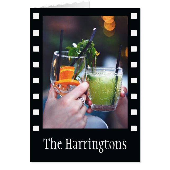 YOUR PHOTO in "film strip" custom greeting card (Front)