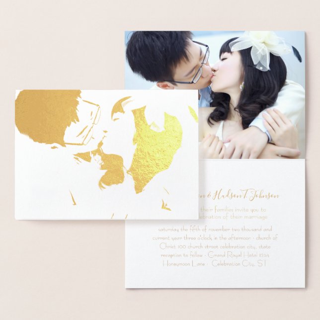 Your Photo in Real Gold Foil Wedding Invitations (Display)