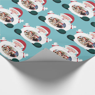 YOUR PHOTO in Santa frame custom wrapping paper