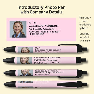Your Photo & Introductory Details on Pink & Black Black Ink Pen
