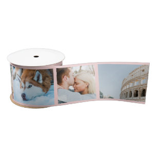 Your Photo Keepsake Custom Modern Pink Satin Ribbon