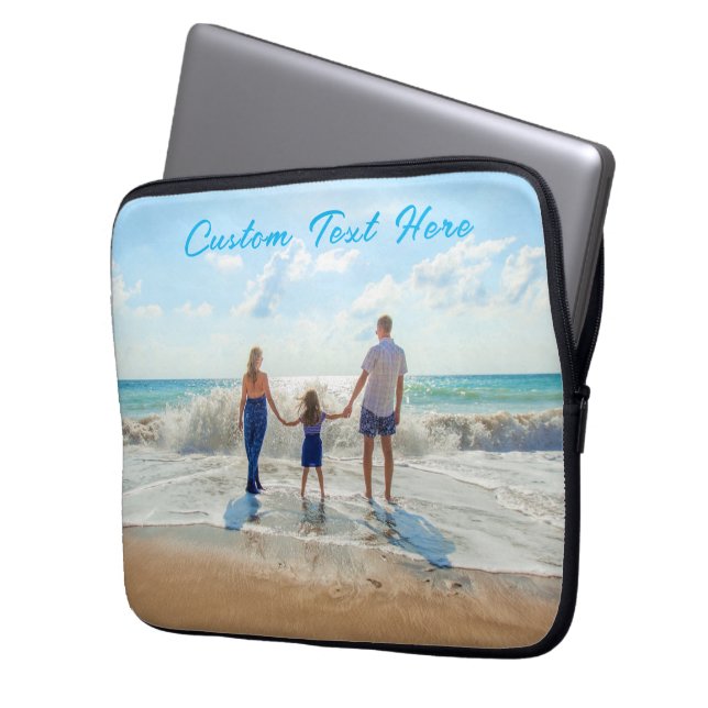 Your Photo Laptop Sleeve Your Photo and Text Gift (Front Left)