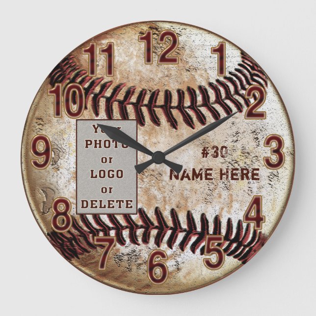 Your Photo, Logo Personalised Baseball Wall Clock (Front)