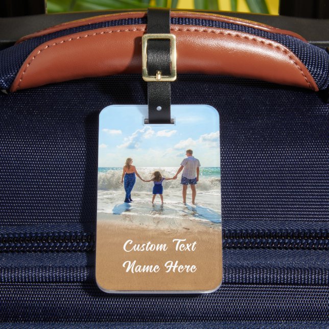 Your Photo Luggage Tag with Custom Text (Front Insitu 2)