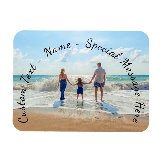 Your Photo Magnet Gift with Custom Text (Horizontal)