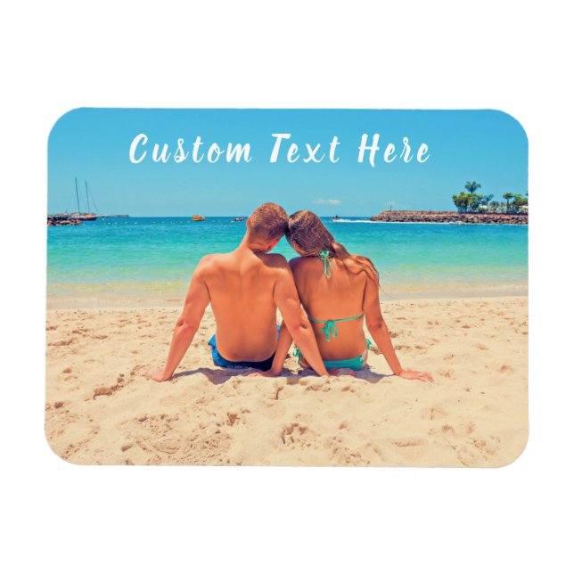 Your Photo Magnet Gift with Custom Text Name (Horizontal)