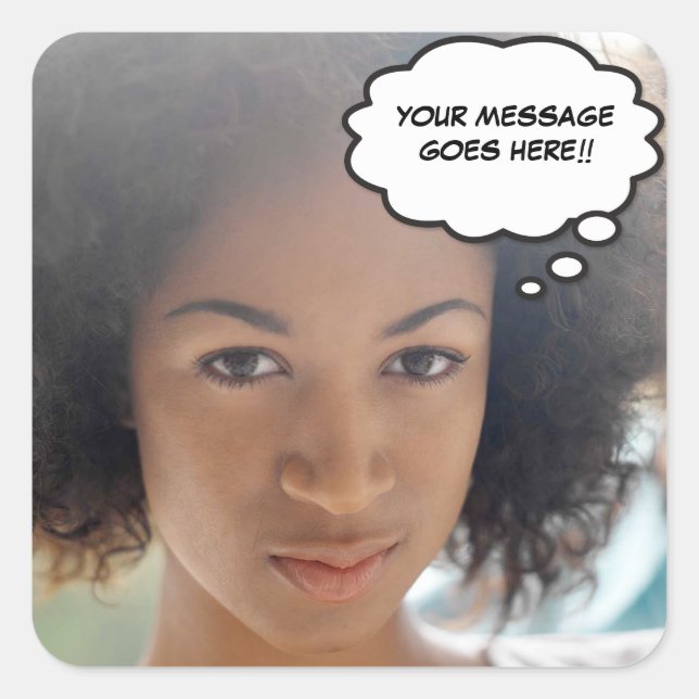 Your Photo Message Fun Retro Comic Book Pop Art Square Sticker (Front)