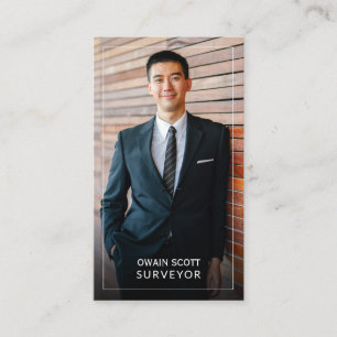 Your photo, minimal modern white frame colour busi business card