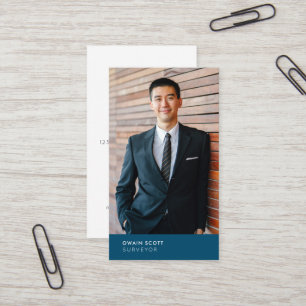 Your photo, modern blue title business card