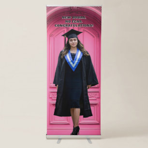 Your Photo Modern Pink Graduation Retractable Banner